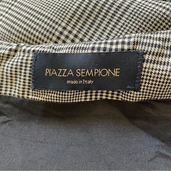 Piazza Sempione Plaid Houndstooth Virgin Wool Knee-Length Pencil Skirt IT40 US4 - Picture 9 of 12